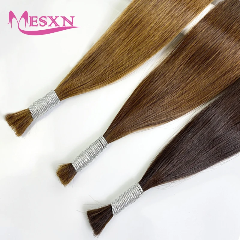 

MESXN Bulk Hair Extensions Human Hair 100% Real Natural Hair Black Brown Blonde 613 Color for Women For salon 16-24inch