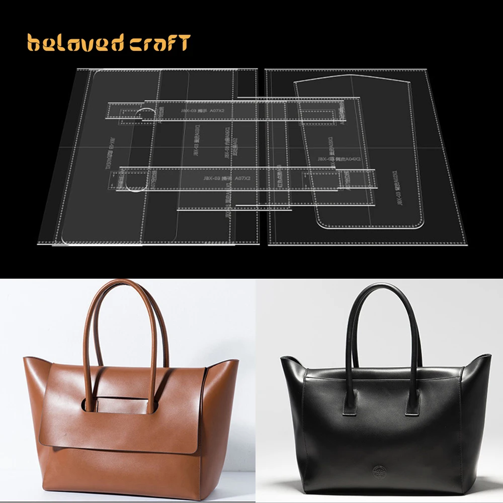 

BelovedCraft Leather Bag Pattern Making with Kraft Paper and Acrylic Templates for Tote Bag, Handbag, Winged Shoulder Bag