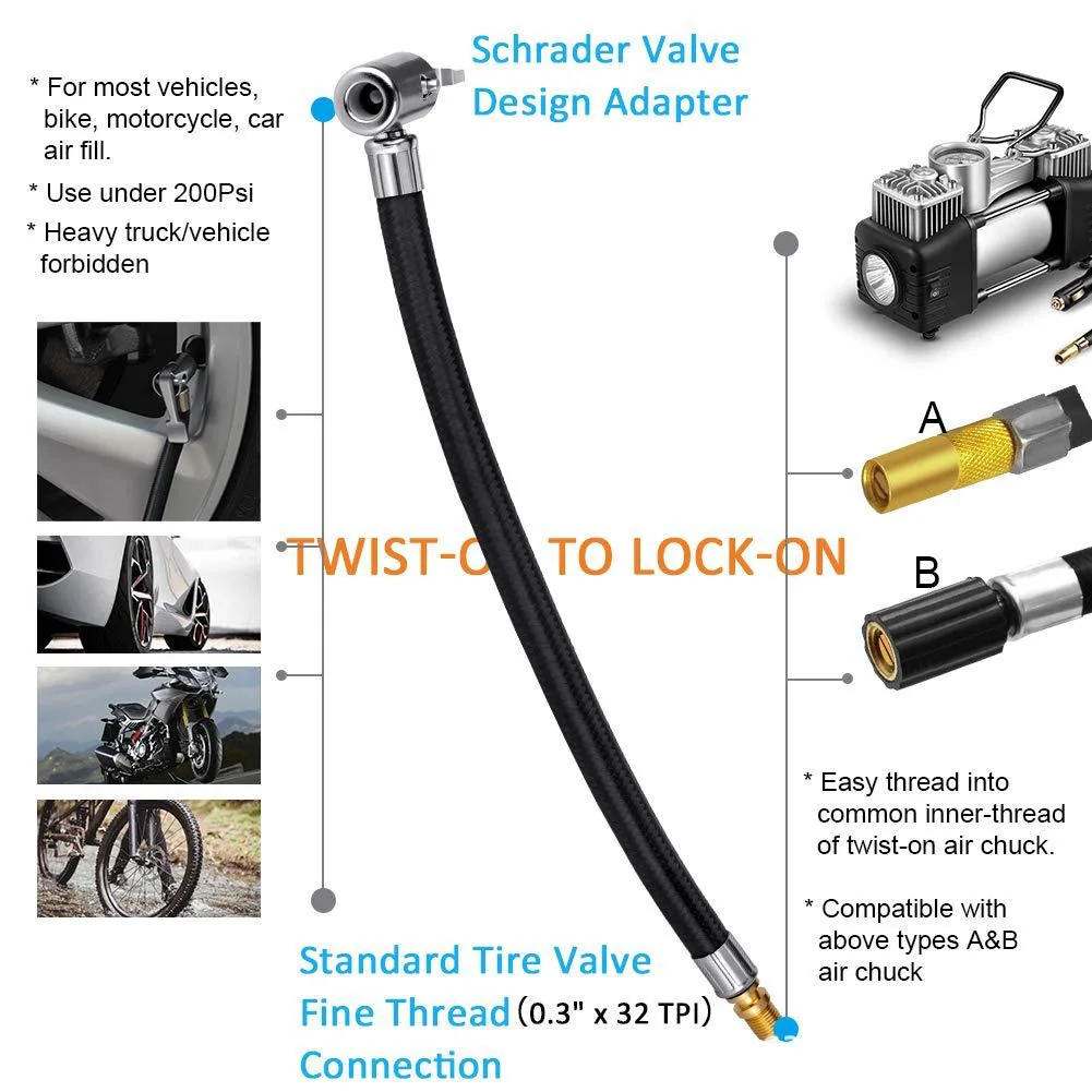 Car Tire Air Inflator Hose Inflatable Pump Extension Tube Adapter Twist Tyre Air Connection Locking Air Chuck Bike Motorcycle 3 Mallzona S4734fcd38bb141a89c5c2d757c27402cm Car Tire Air Inflator Hose Inflatable Pump Extension Tube Adapter Twist Tyre Air Connection Locking Air Chuck Bike Motorcycle Mallzona