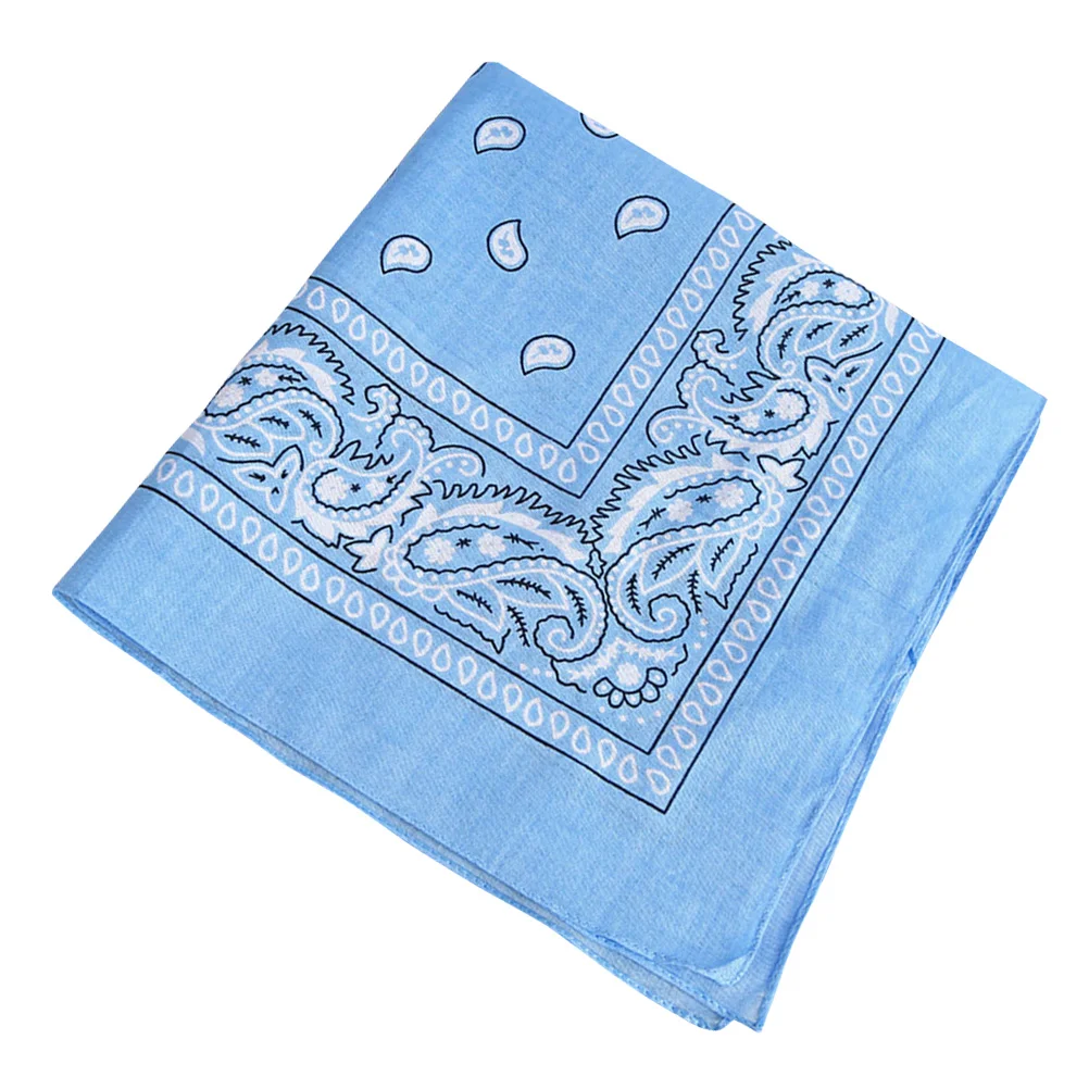 

Cotton Printed Bandana Paisley Headband Bandana Balaclava Square Scarf Handkerchief For Hip- Hop Cycling DIY Cover Sky- blue