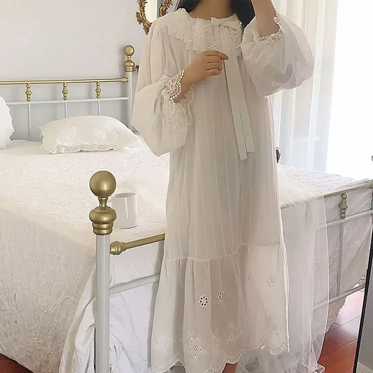 

Женское платье в дворцовом стиле, винтажные рубашки для сна принцессы, кружевные ночные рубашки в стиле "Лолита", ночная рубашка в викторианском стиле, одежда для сна с оборками для отдыха