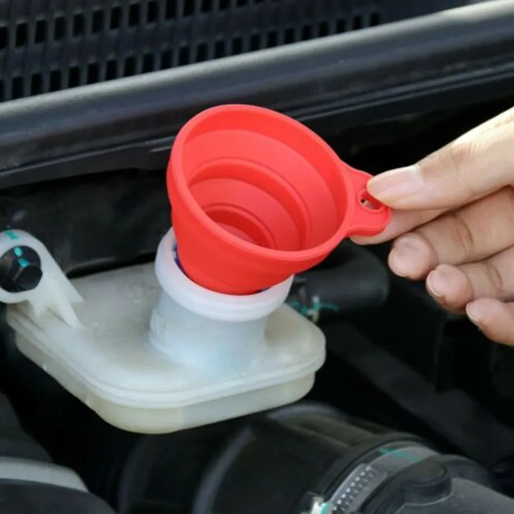 

Collapsible Silicone Car Funnel Collapsible Engine Filler 7cmX6cm Foldable Oil Screen Silicone Space Saving Top