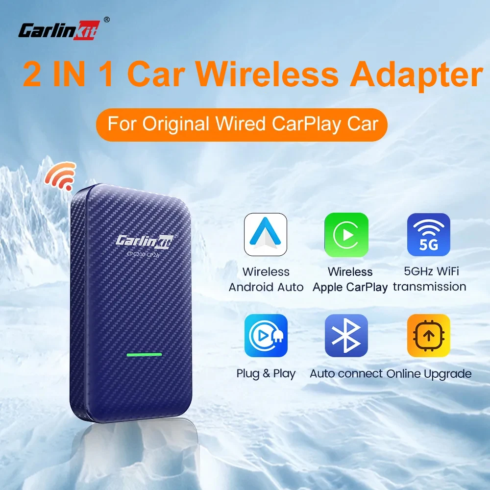 

CarlinKit 2 IN 1 Auto Box Wireless Android Auto CarPlay Adapter CP2A Wired to Wireless Smart AI Box WiFi Bluetooth Auto Connect