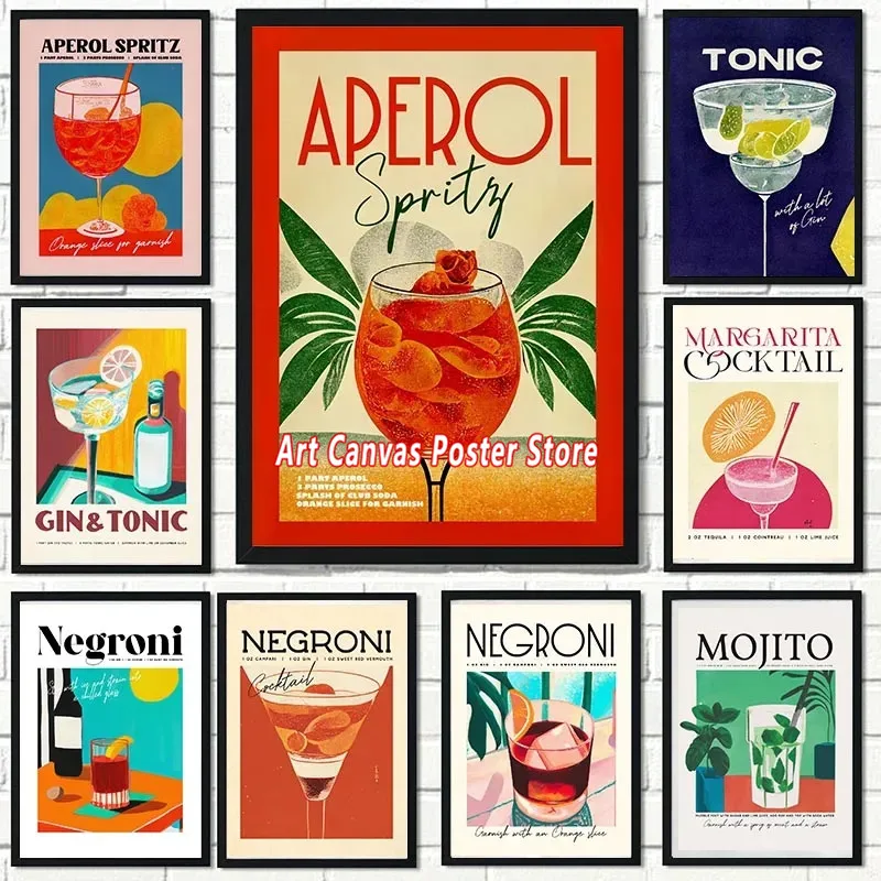 

Cocktail Alcohol Juice Drinks Bar Vintage Wall Art Canvas Painting Nordic Poster And Print Picture For Living Room Decor Cuadros