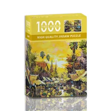 Mini Jigsaw Puzzle 1000 Pieces for Adults Kids Forest River Puzzles Toy Family Game Famous World Oil Painting Home Decoration