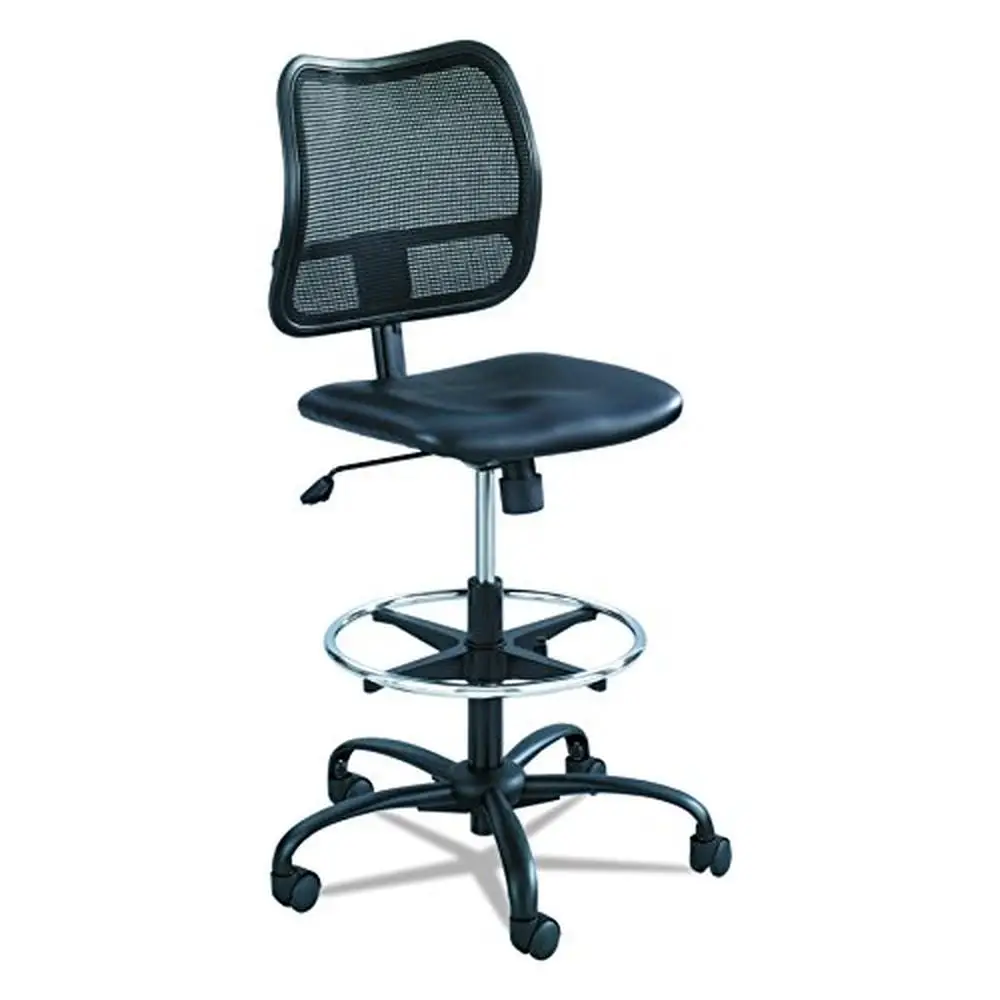 

Эргономичное черное виниловое Сетчатое вращающееся кресло, расширенная высота, регулируемая поддерживающая спинка, объем 250 фунтов, поворотные колеса, 5-звездочная основа