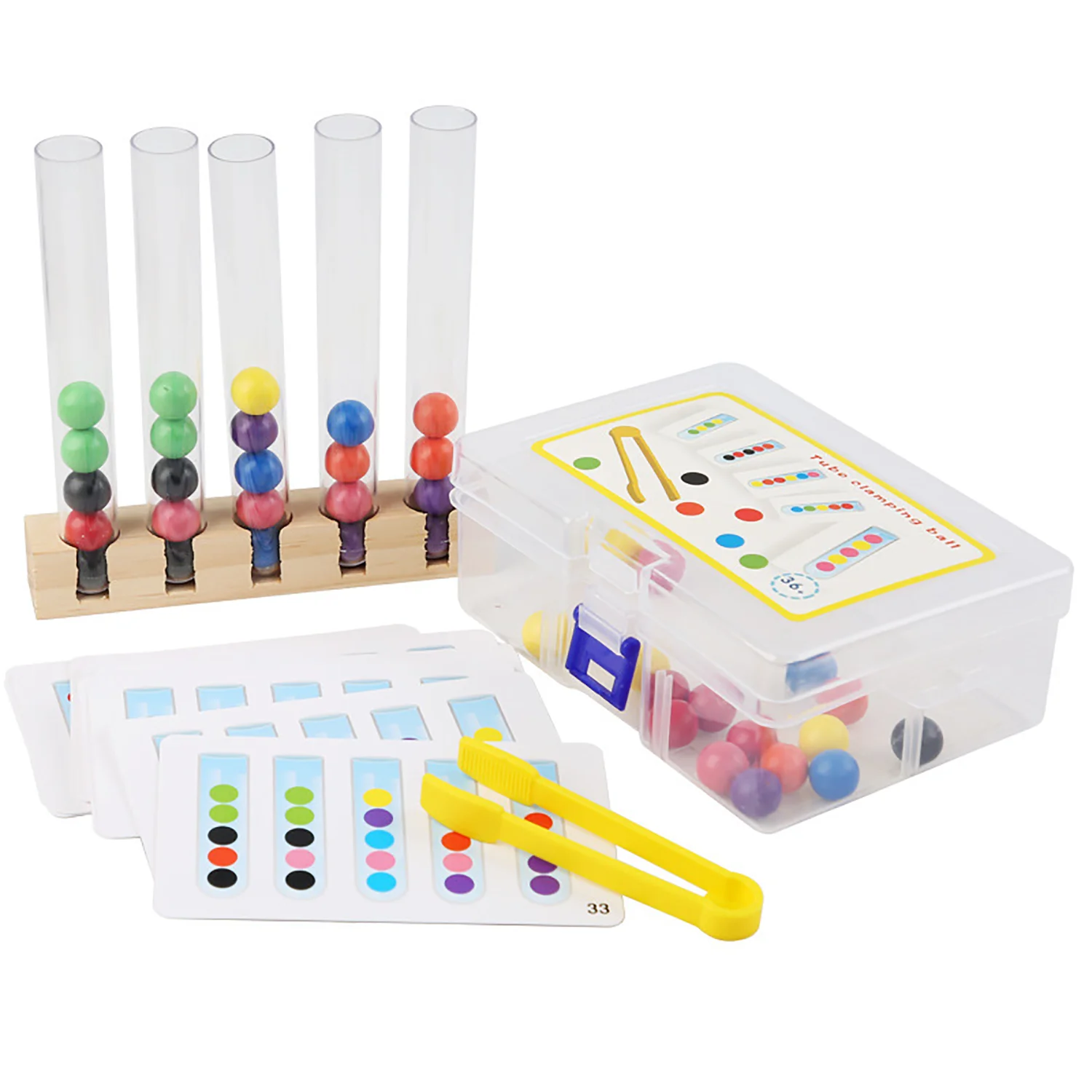 

Test tube bead clamp training focus color recognition early education tool, hand fine motor puzzle toy