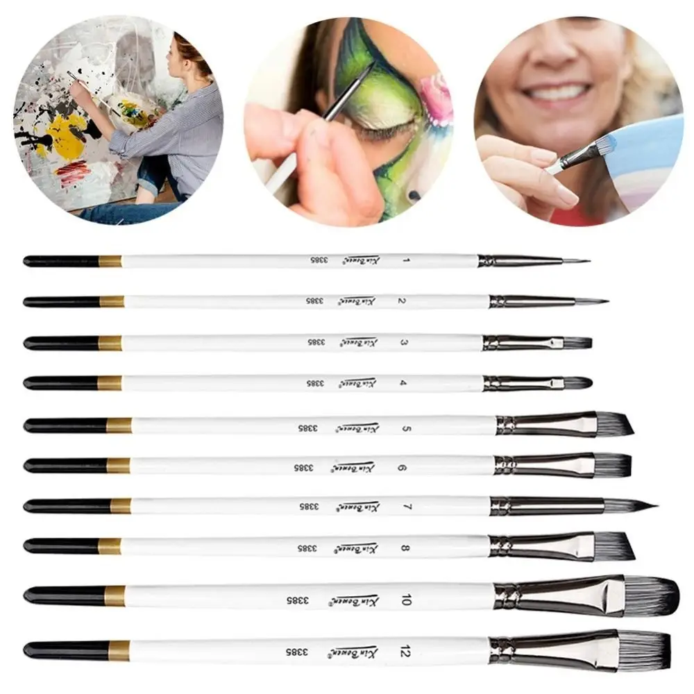 

7Pcs/set Nylon Hair Painting Brushes Set Multifunctional Wooden Handle Watercolor Drawing Brushes Kits White Easy To Hold