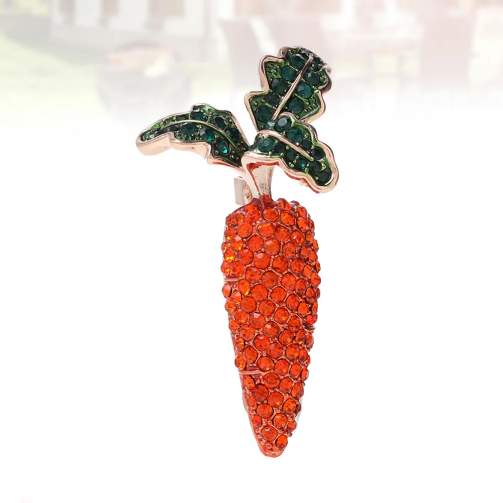 

2PCS Lovely Carrot Brooches Alloy Carrot Rhinestones Brooch Pin Mini Coat Decorative Breastpin Stylish Jewelry Accessories for