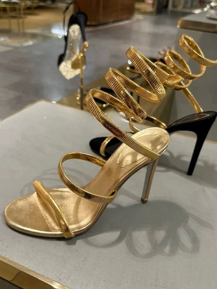 Gold Ankle Strap High Heels Women Elegant Party Sandals Gold Ankle Strap High Heels Women Elegant Party Sandals