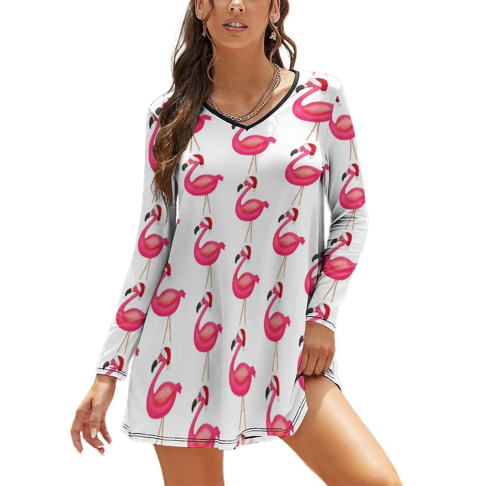 Pink Flamingo Santa Long Sleeved Loose Dress Women's dress women's summer dress 2024
Pink Flamingo Santa Long Sleeved Loose Dress Women's dress women's summer dress 2024