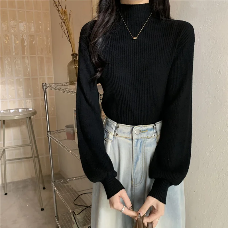 Sweater Women's Half Turtleneck Lantern Sleeve Solid Color Sweater Knitted Top Women's Pullover Autumn and Winter Dropshipping
Sweater Women's Half Turtleneck Lantern Sleeve Solid Color Sweater Knitted Top Women's Pullover Autumn and Winter Dropshipping