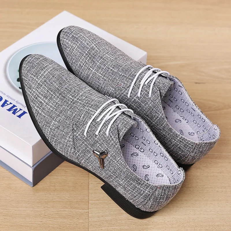 Men Formal Leather Shoes Cloth Linen Breathable Lattice Non Slip Wearable Casual Dress 2023
Men Formal Leather Shoes Cloth Linen Breathable Lattice Non Slip Wearable Casual Dress 2023