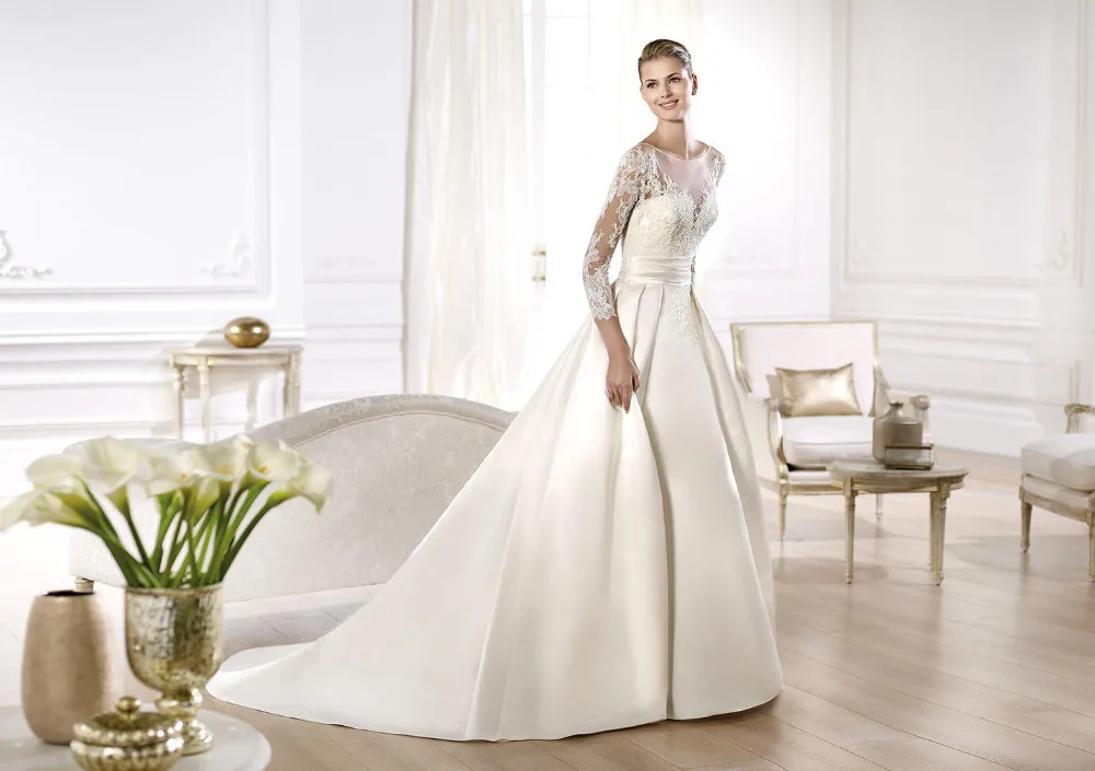Real Samples A-line Scoop Long Sleeves Lace Applique Satin Wedding Dress 2022 Bridal Gown Vestido De Noiva ZY167
Real Samples A-line Scoop Long Sleeves Lace Applique Satin Wedding Dress 2022 Bridal Gown Vestido De Noiva ZY167