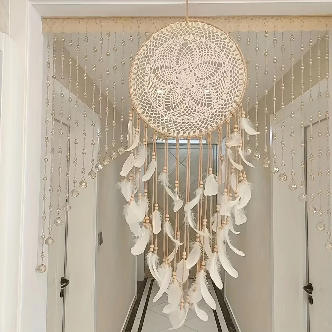 Golden Bead Dream Catcher - White Feather Boho Chic 3 S474c0e767e8341af8c04ebf7ced51b998