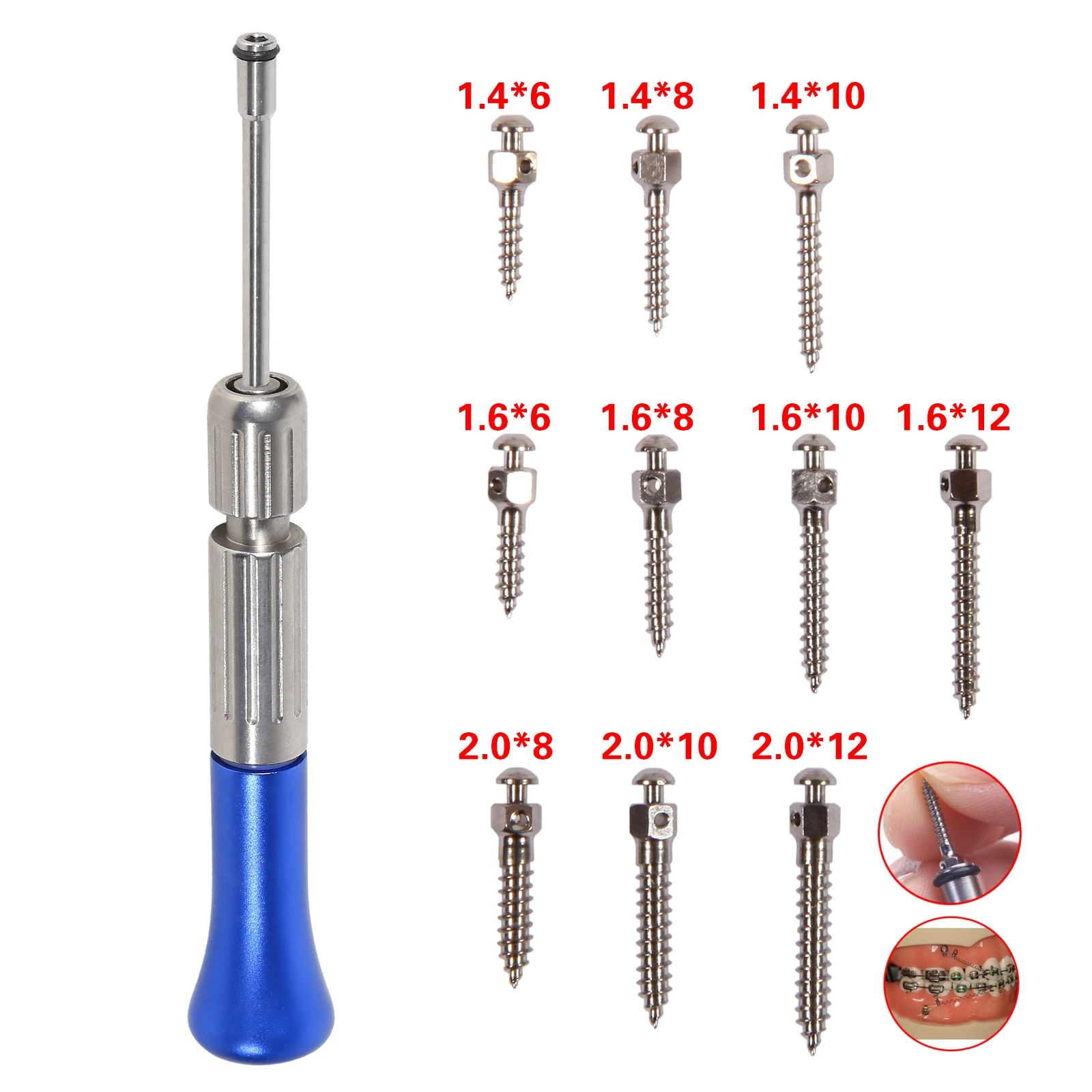 

Yabangbang Dental Instrument Mini Screw Self Drilling Micro Implants Screwdriver 10 Sizes Φ1.4mm-2.0mm / Handle Screwdriver