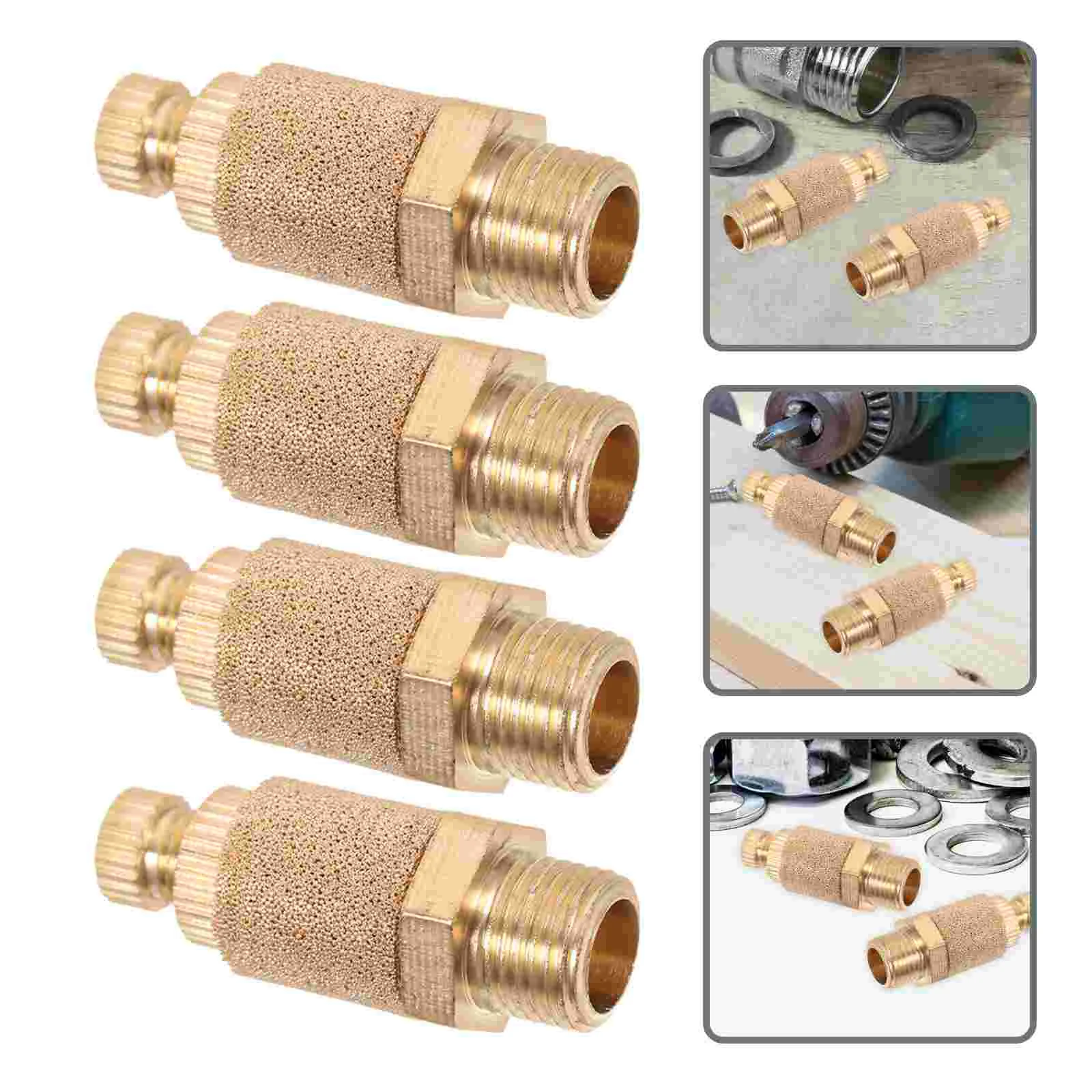

8 Pcs Exhaust Muffler Noise Reduction Pneumatic Mufflers Air Silencer Thread Compressor Compressed 1/8 Copper