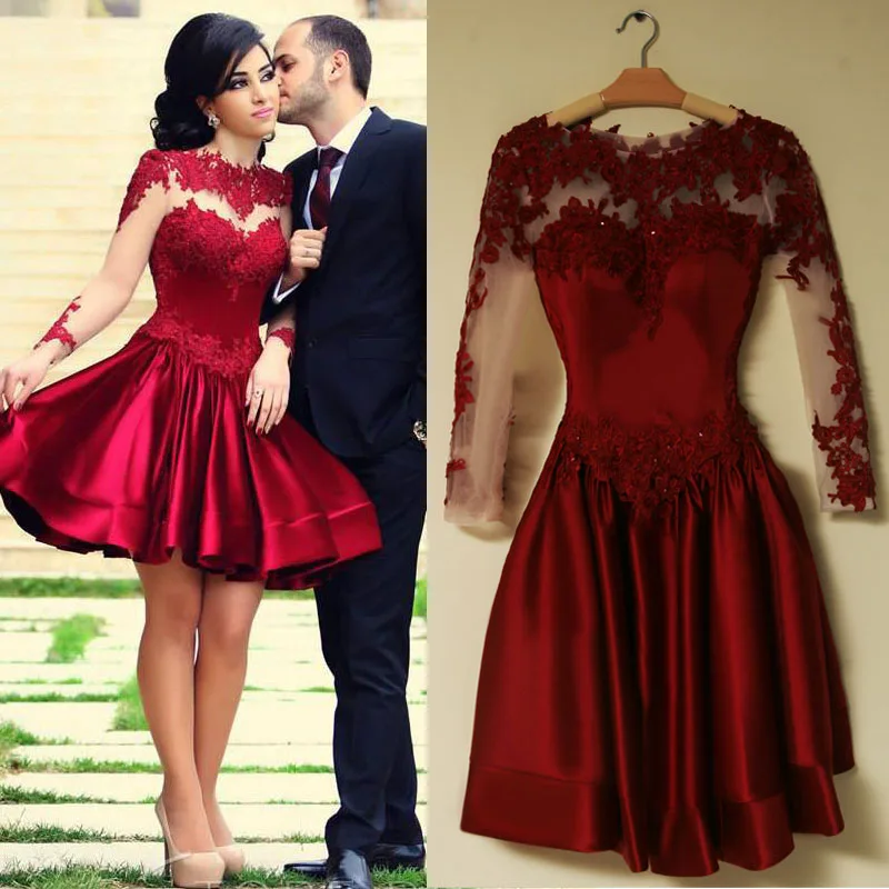 Long Sleeve Prom Dresses 2016 Scoop Neckline A-line Sexy Backless Short Puffy Lace Prom Dress Homecoming Dress
Long Sleeve Prom Dresses 2016 Scoop Neckline A-line Sexy Backless Short Puffy Lace Prom Dress Homecoming Dress