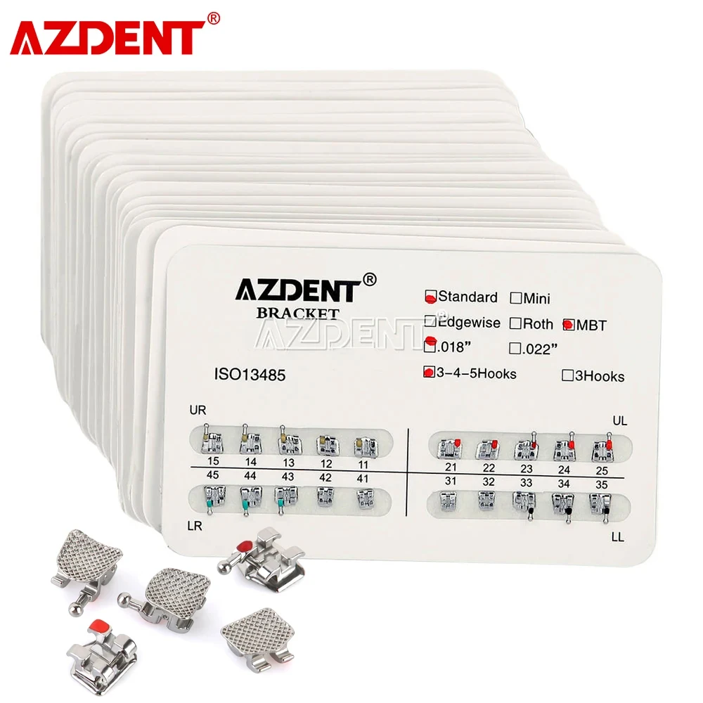 20 Packs=400pcs AZDENT Dental Brackets Orthodontic Brace Metal Split Welding Standard Roth/MBT/Edgewise 022/018 Hooks 345
20 Packs=400pcs AZDENT Dental Brackets Orthodontic Brace Metal Split Welding Standard Roth/MBT/Edgewise 022/018 Hooks 345