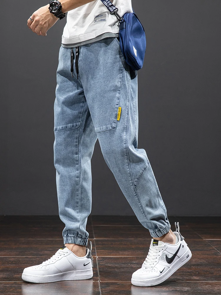 

Spring Summer Solid Cotton Casual Baggy Jeans Men Denim Joggers Streetwear Harem Pants Jeans Trousers Big Size 6XL 7XL 8XL