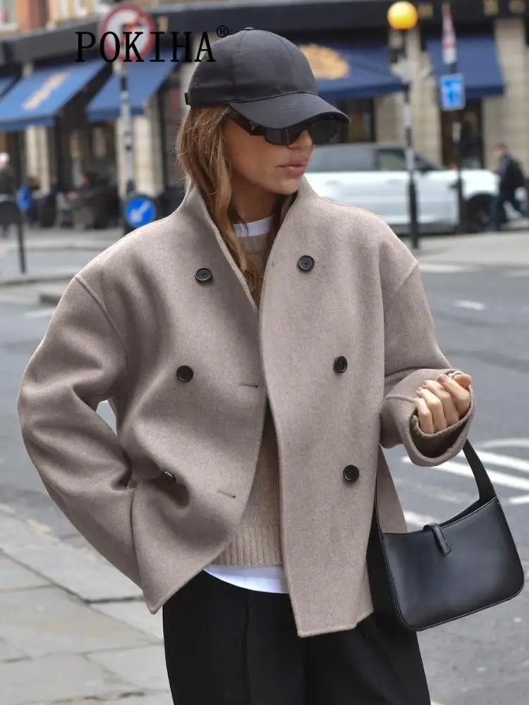 Pokiha Fashion Women New Elegant Front Button Woolen Coat Vintage Lapel Collar Long Sleeve Female Outerwear Chic Overcoat
Pokiha Fashion Women New Elegant Front Button Woolen Coat Vintage Lapel Collar Long Sleeve Female Outerwear Chic Overcoat