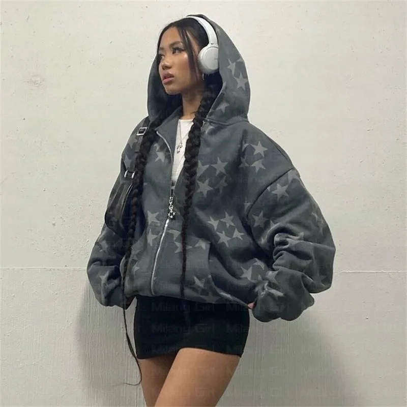 HOUZHOU Vintage Star Graphic Hoodies Jacket Y2K Oversized Long Sleeve Sweatshirt Streetwear Harajuku Print Pocket Zipper Hoodie
HOUZHOU Vintage Star Graphic Hoodies Jacket Y2K Oversized Long Sleeve Sweatshirt Streetwear Harajuku Print Pocket Zipper Hoodie