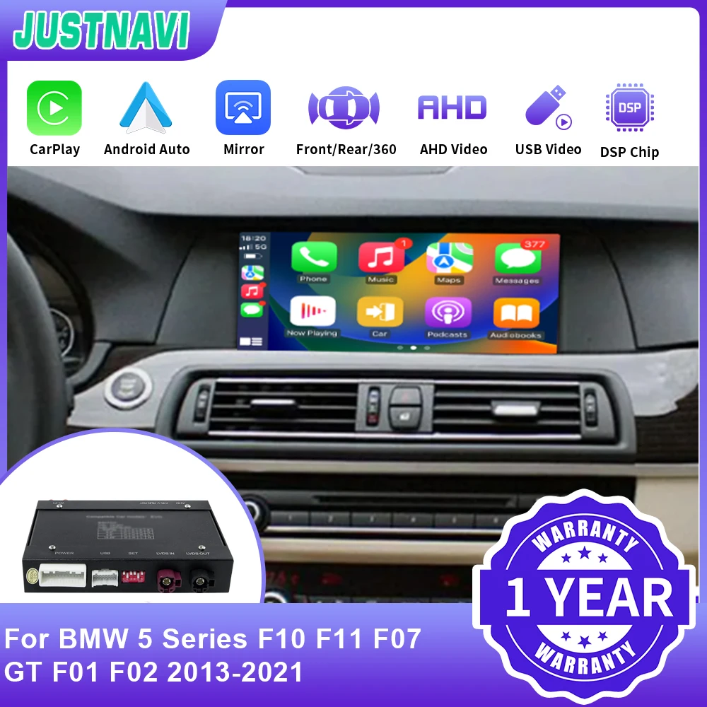 JUSTNAVI для BMW 5 серии F10 F11 F07 GT F01 F02 2013-2021 Linux системы беспроводной CarPlay Ai Box AirPlay функции Mirror Link
JUSTNAVI для BMW 5 серии F10 F11 F07 GT F01 F02 2013-2021 Linux системы беспроводной CarPlay Ai Box AirPlay функции Mirror Link