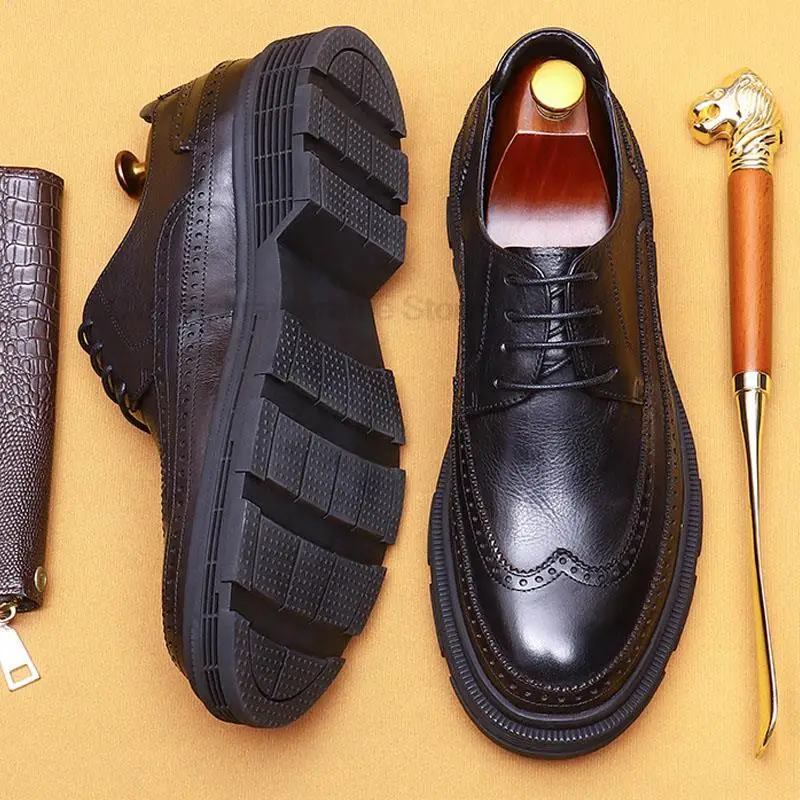 Classic Mens Dress Shoes Genuine Leather Handmade Brogue Lace Up Oxford Derby Shoes Business Office Wedding Formal Shoes Men 
Classic Mens Dress Shoes Genuine Leather Handmade Brogue Lace Up Oxford Derby Shoes Business Office Wedding Formal Shoes Men