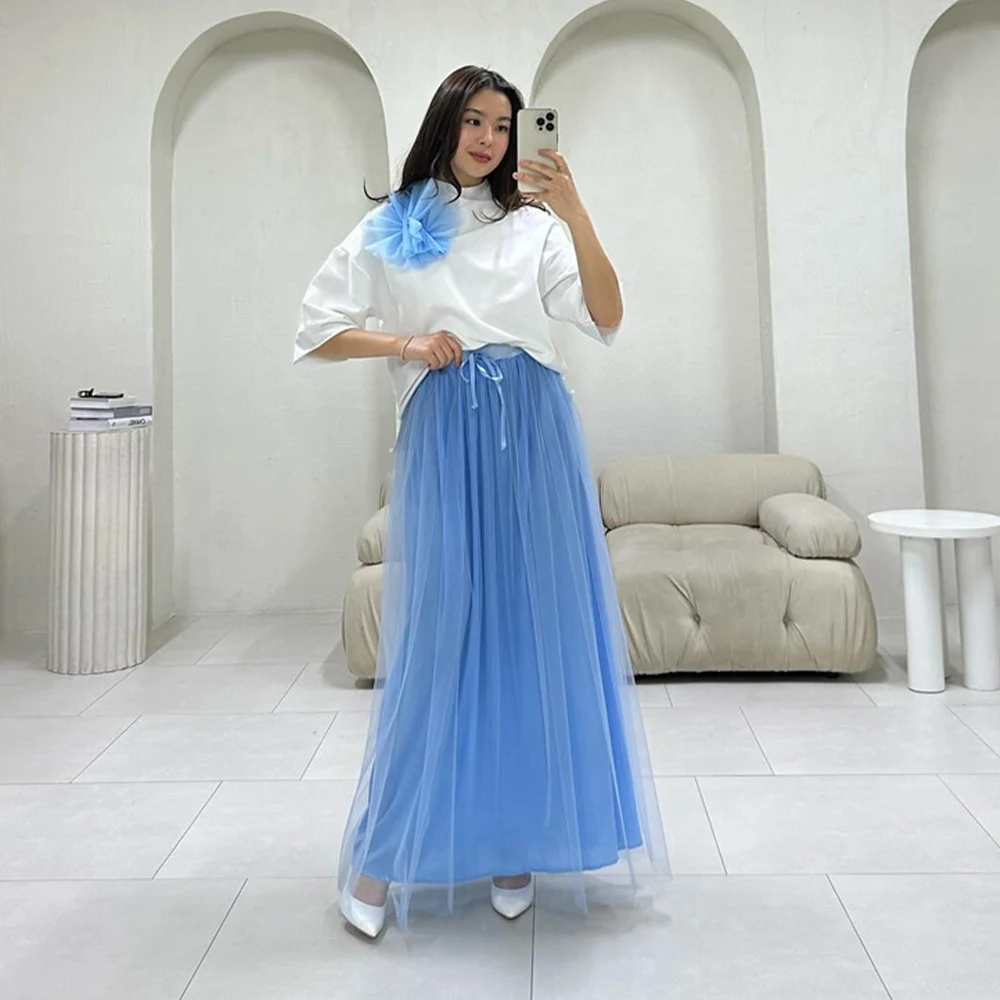 

A-line Illusion Patchwork Half Prom Dresses for Women 3D Appliques High Tulle Romantic Evening Gown платья на торжество
