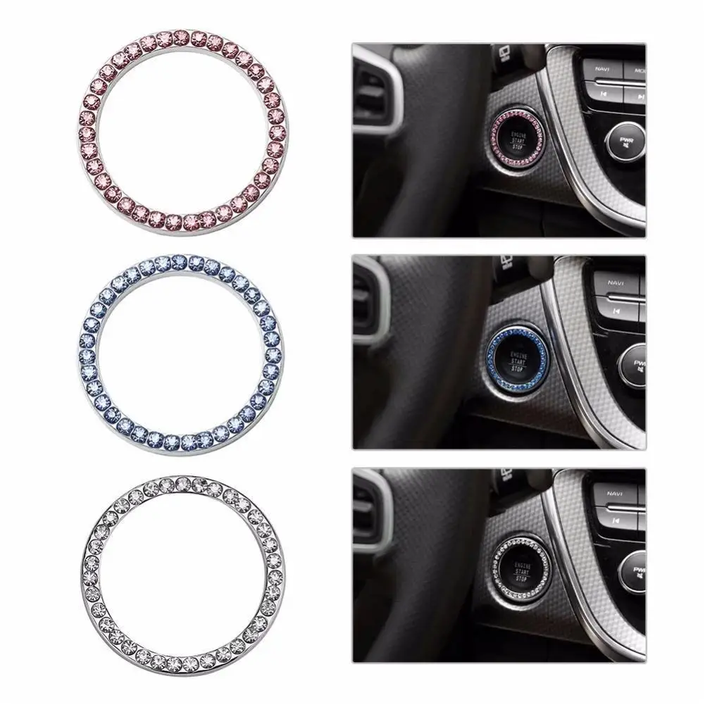 

1Pcs Car One-Click Engine Start Stop Switch Button Cover Crystal Rhinestone Cover Protector Hand-set Sticker Decoration