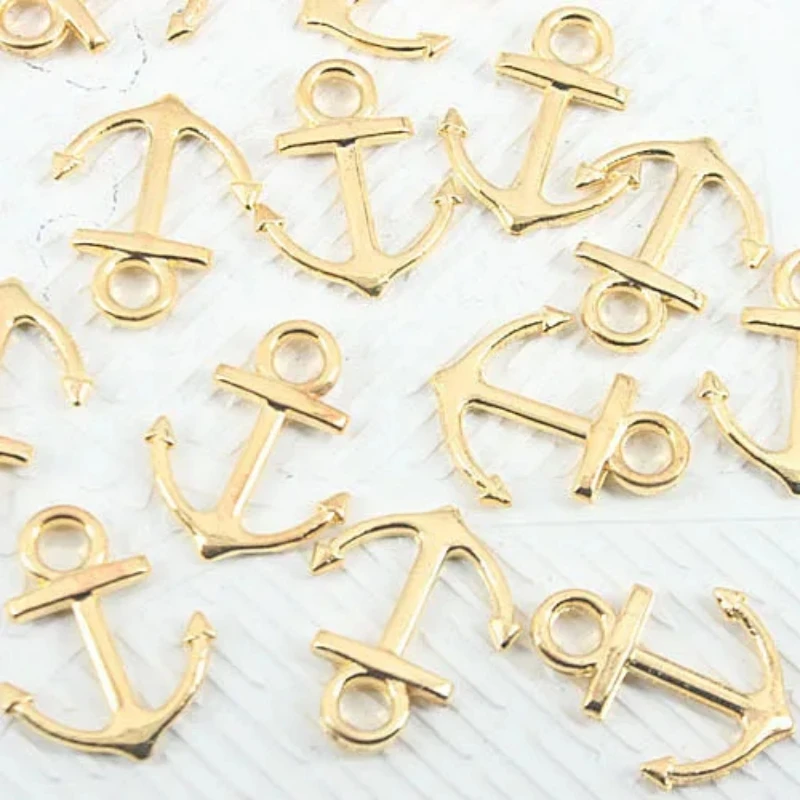 

52pcs gold Metal Boat anchor charm Retro Immemorial style Boat anchor Pendant Bracelet Key chain DIY jewelry EF0484-G