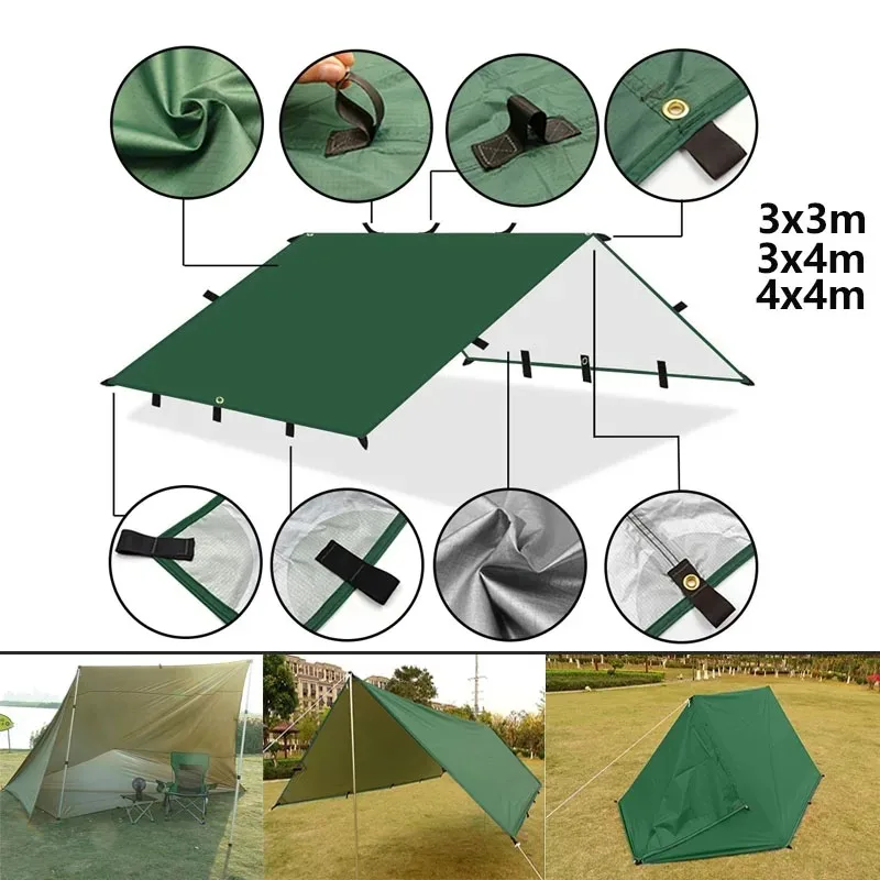 

4x4m 4x3m 3x3m 19 Hang Points Tent Tarp Survival Sun Shelter Shade Canopy Outdoor Backpacking Waterproof Camping Awning SunShade