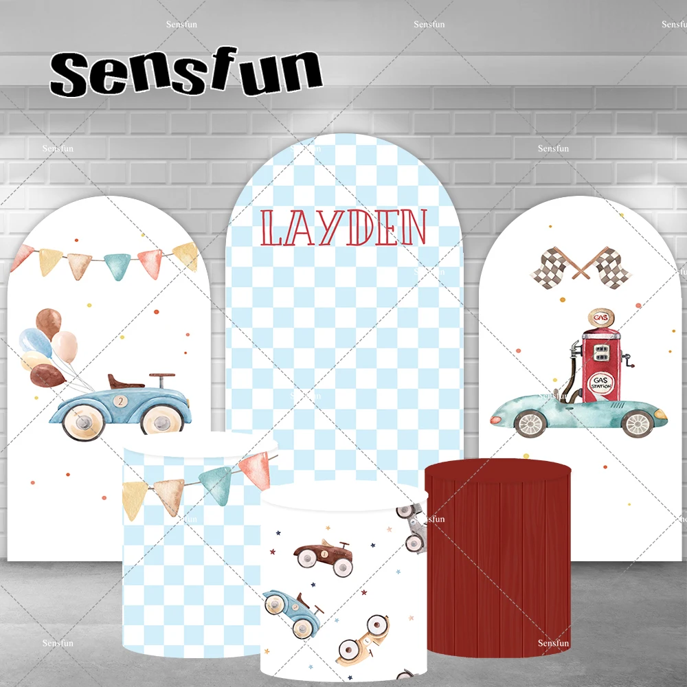 

Boys Car Theme 1st Birthday Party Chiara Arch Backdrop Cover Kids Baby Shower Cylinder Covers Photography Backgrounds