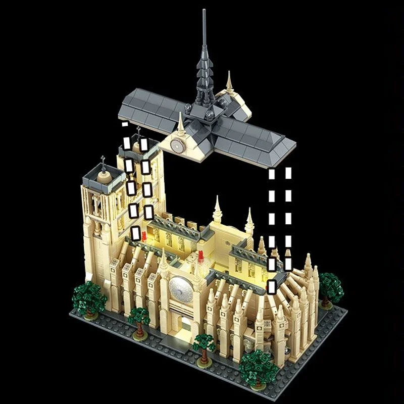 1757PCS Notre Dame De Paris Modular Buildings with Light MOC Architecture Splicing Assembly Building Blocks Brick Puzzle Toys 1757PCS Notre Dame De Paris Modular Buildings with Light MOC Architecture Splicing Assembly Building Blocks Brick Puzzle Toys