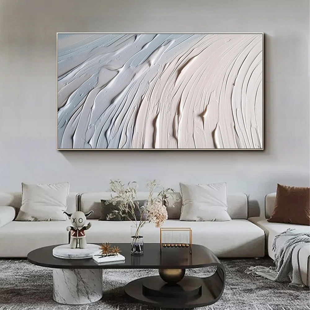 

Hand Painted Oil Paintings Original Ocean Wave Oil Painting Large Wall Art Abstract White Texture Wall Art Living Room Decor