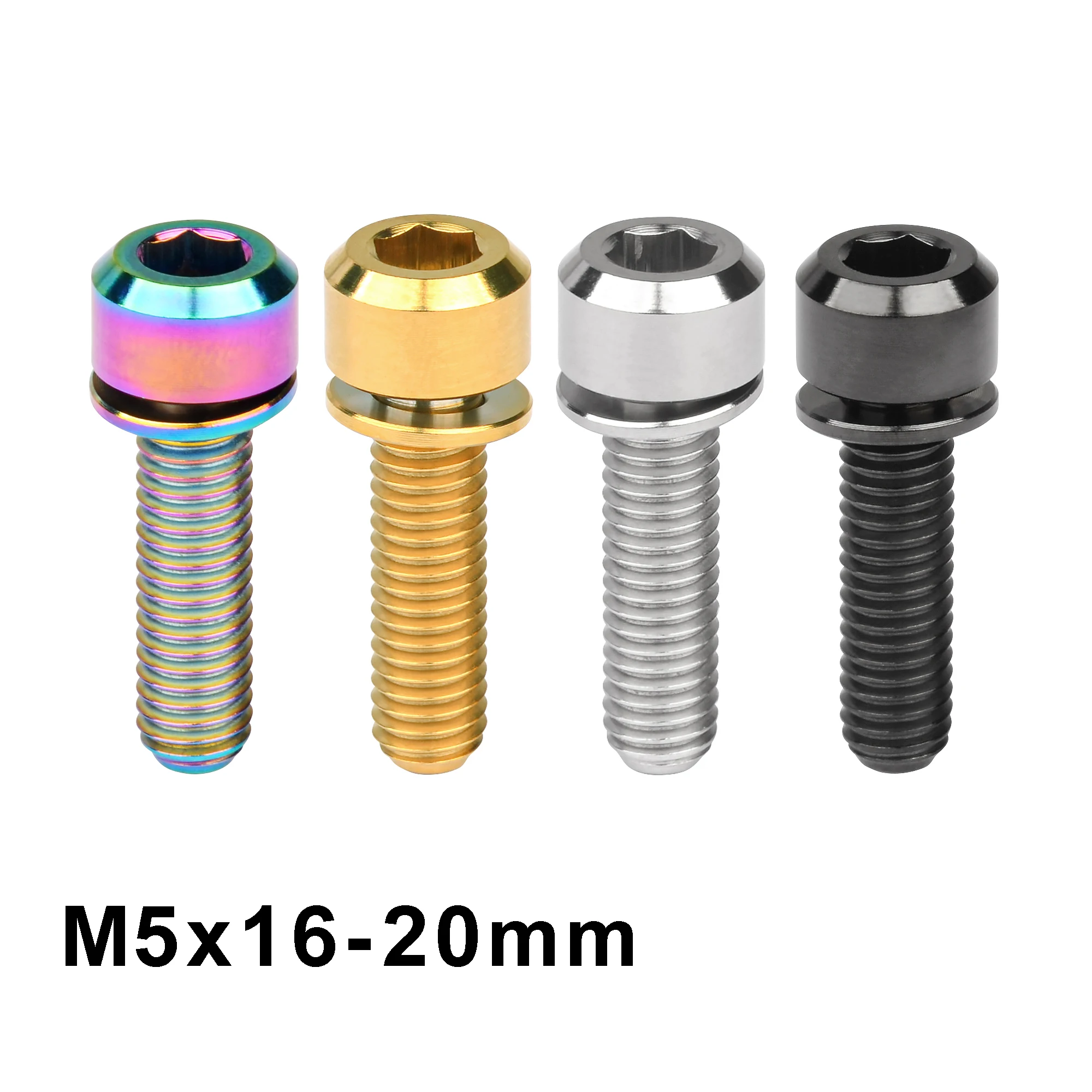 

Weiqijie 6Pcs Titanium Bolt M5x16mm M5x18mm M5X20mm Titanium Ti Bicycle Stem Screws with Washer Bicycle Accessory