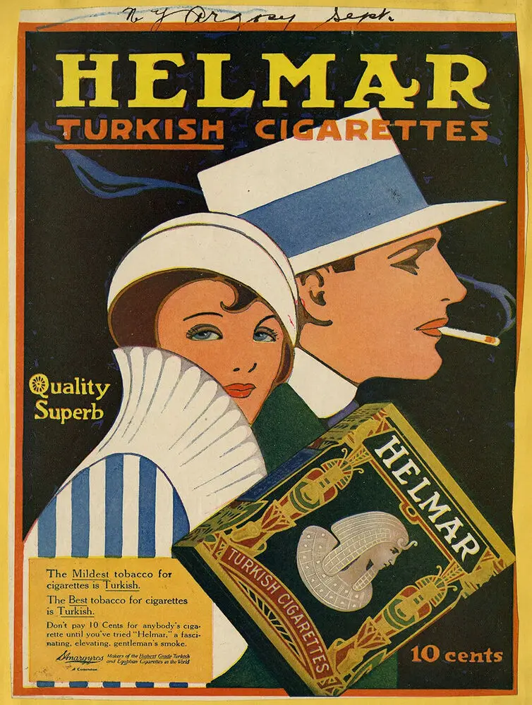 

Helmar Turkish Cigarettes Ad Reproduction Metal Sign Vintage