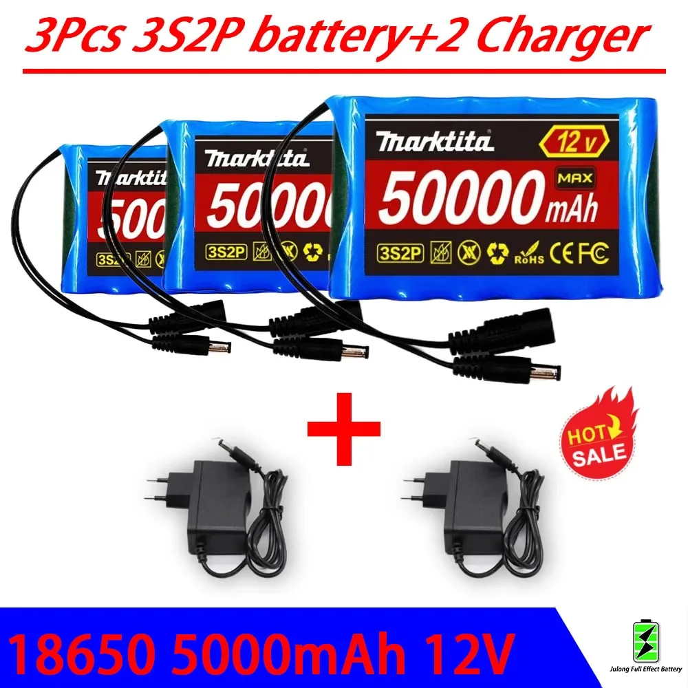 12V 50000mah Original Lithium Ion Battery 18650 3S2P DC 12.6V 50Ah Rechargeable CCTV, Camera Monitor Replacement Battery + Charg
12V 50000mah Original Lithium Ion Battery 18650 3S2P DC 12.6V 50Ah Rechargeable CCTV, Camera Monitor Replacement Battery + Charg
