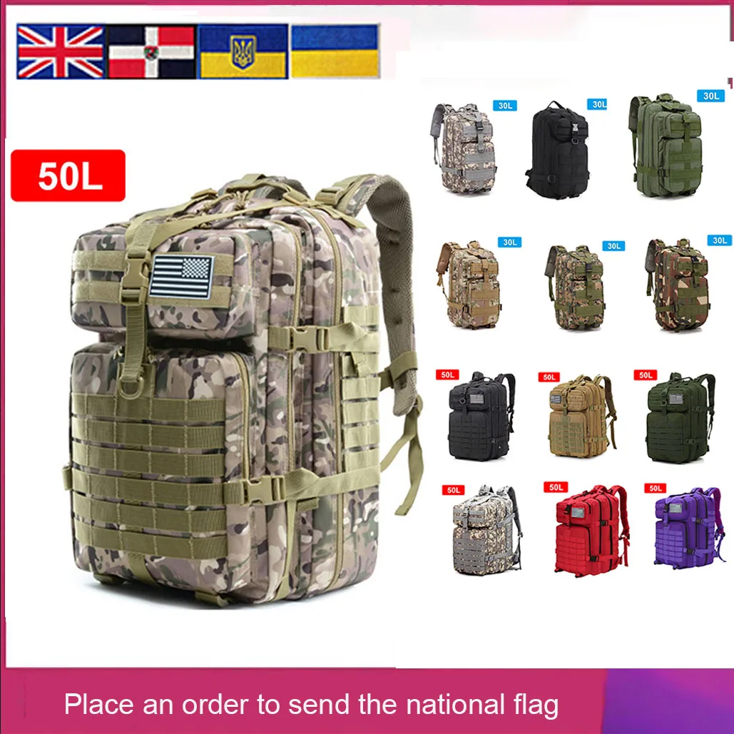 

30L or 50L New Portable MOLLE 3P Men's Military Hiking Bag Large Capacity Camping Supplies Sports Trekking Climbing Rucksacks