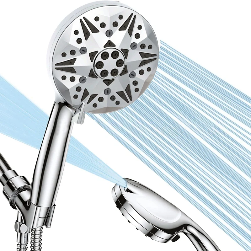 

High Pressure Handheld Shower Head Shower Head Silver Shower Head With Filter, 8 Spray Settings & 2 Wash Modes, 5 Inch