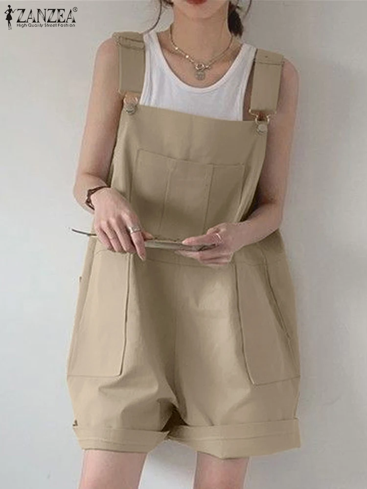 

Fashion Suspender ZANZEA Summer Vintage Jumpsuits Overalls Women Fashion Strap Solid Rompers Elegant loose Wide Leg Pant 2024