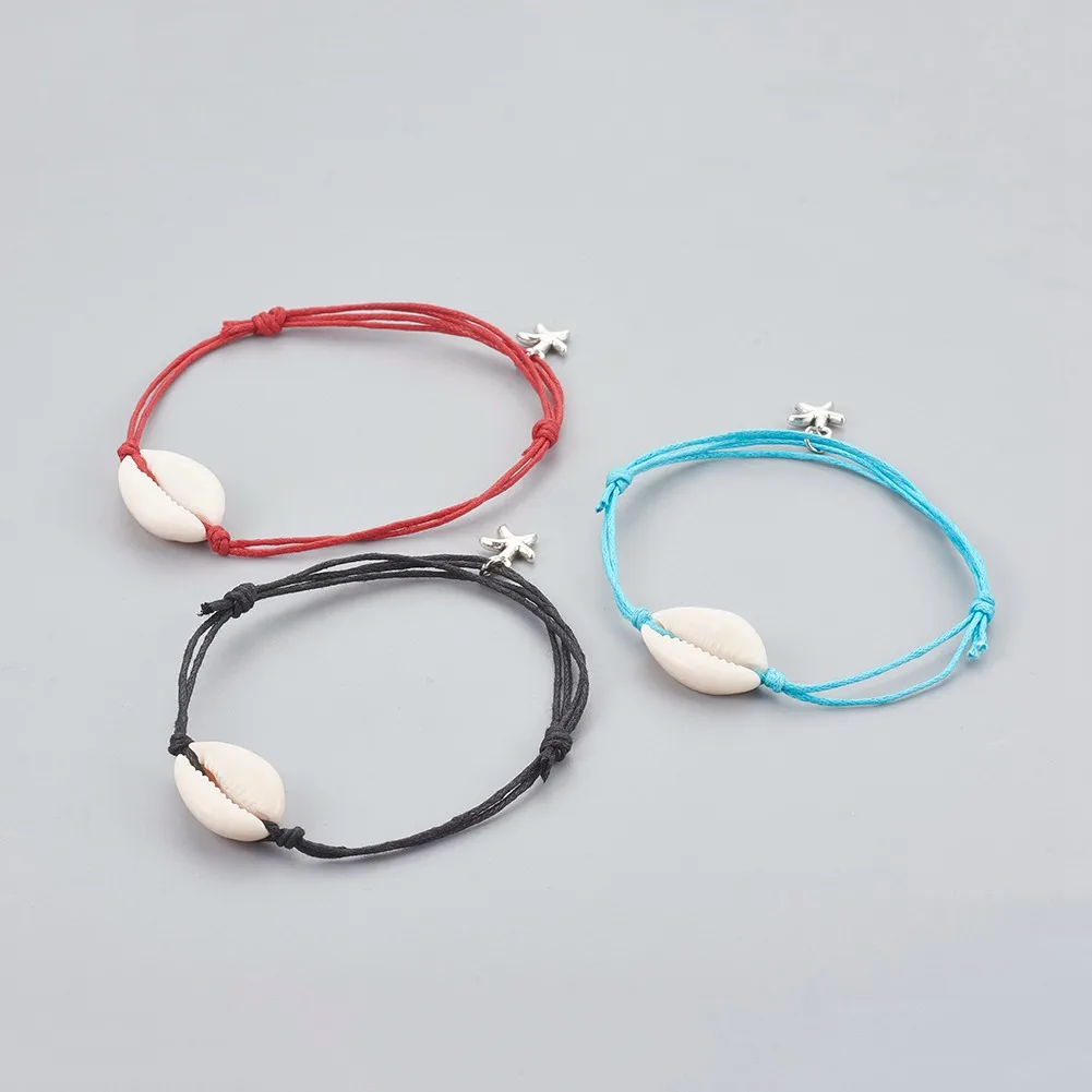 50pcs Adjustable Cowrie Shell Anklets with Tibetan Style Alloy Starfish Charms Waxed Cotton Cord for Women Beach Foot Jewelry 
50pcs Adjustable Cowrie Shell Anklets with Tibetan Style Alloy Starfish Charms Waxed Cotton Cord for Women Beach Foot Jewelry
