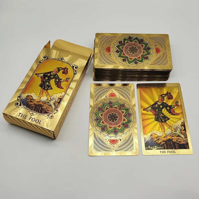 Terrific Gold Plastic Tarot Cards Marvellous Predictive Divination Board Games Waterproof Astrology Oracle Deck With Booklet
Terrific Gold Plastic Tarot Cards Marvellous Predictive Divination Board Games Waterproof Astrology Oracle Deck With Booklet