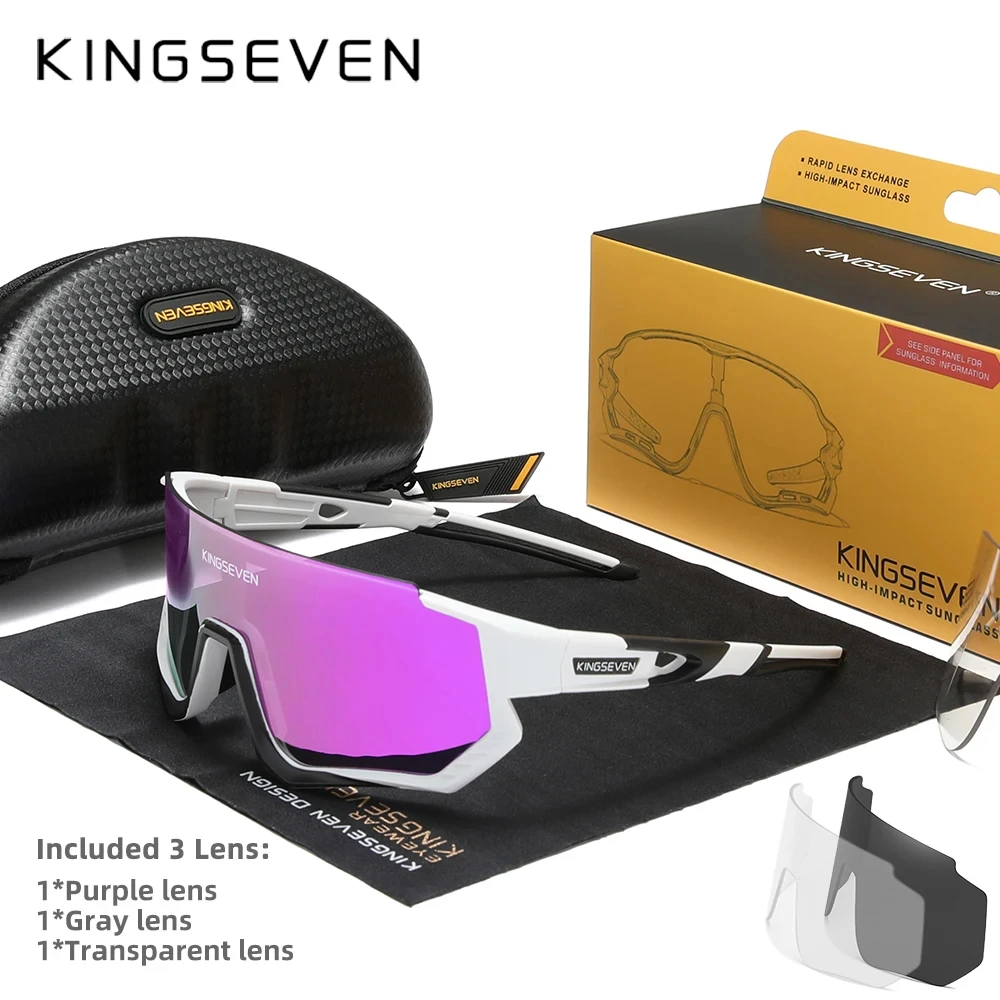 

KINGSEVEN Polarized UV400 Sunglasses Sports Mirror New Fashion Lens Riding Bicycle Replaceable Lens Bike Cycling Glasses