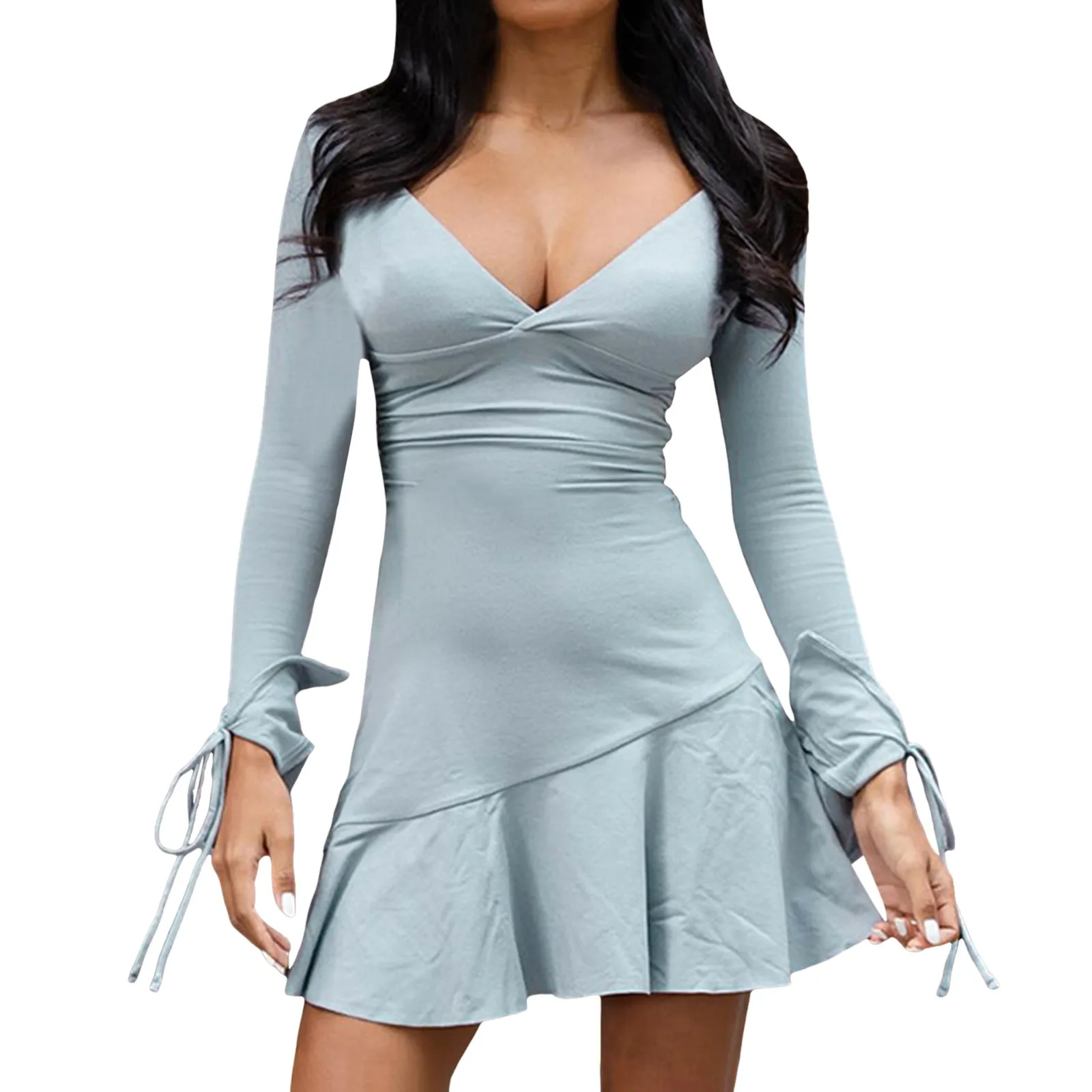 Female Dresses Casual Womens Sexy Bodycon Long Sleeve Ruched Deep V A Line Club Party Mini Dress Womens Maternity Dresses
Female Dresses Casual Womens Sexy Bodycon Long Sleeve Ruched Deep V A Line Club Party Mini Dress Womens Maternity Dresses
