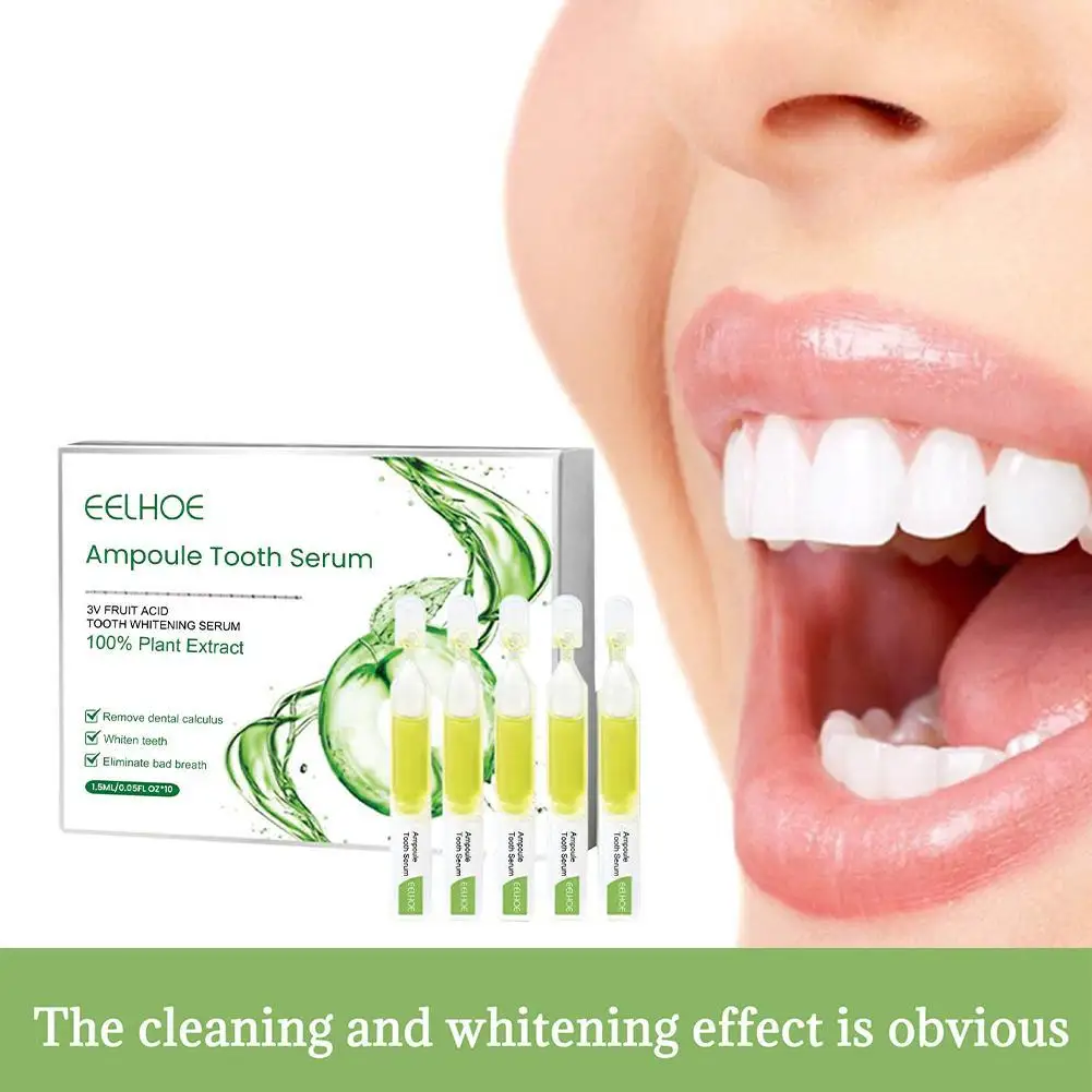 

Natural Mint Flavor Teeth Whitening Essence Oral Care Effective Remove Stains Teeth Cleaning Serum Ampoule Toothpaste 1.5ML*10PC