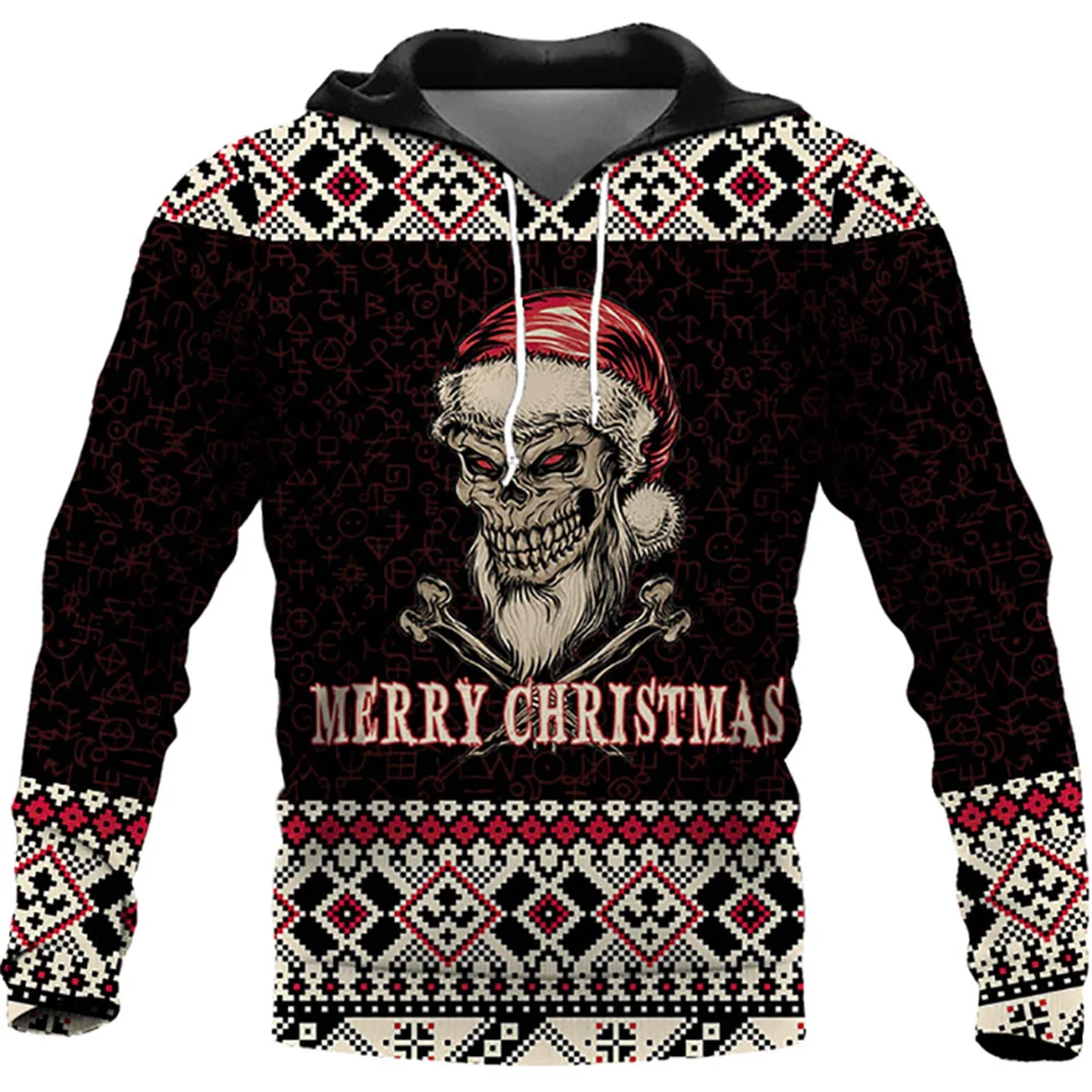 

2023 novo crânio de natal 3d impresso camisola outono moda camisas para homens roupas de férias hoodies roupas masculinas street