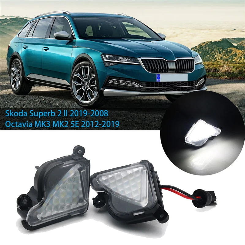 

2Pcs/set Car Accessories CANbus LED Under Side Mirror Puddle Light For Skoda Superb 2 II 2019-2008 Octavia MK3 MK2 5E 2012-2019