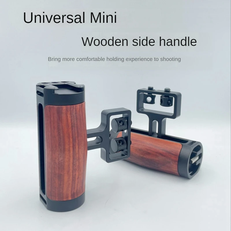 

Universal DSLR Camera Cage Side Handle New Black For Sony/Canon/Nikon Camera Wooden Mini Handgrip 1/4 Screws Quick Release Plate