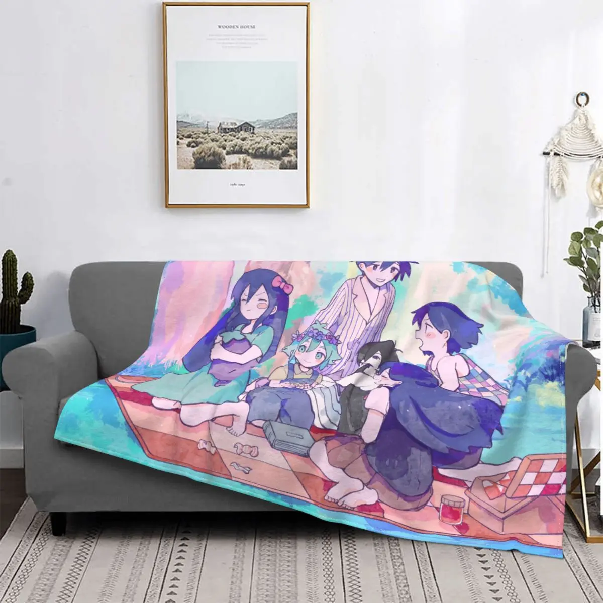 

Одеяло Omori из игры «Базилик», флисовое мягкое покрывало с украшением из мультфильма аниме, для дивана, плюшевое тонкое покрывало для путешествий